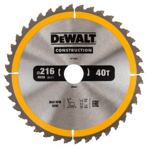 Диск пильный DeWALT, 216х30 мм, 40 z, ATB, - 5 град