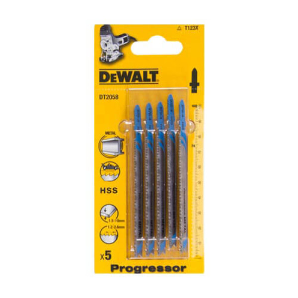 Картинка - Полотно пильное DeWALT по металлу, для электролобзиков, 5шт.