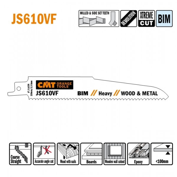 Фото - Пила шабельна L = 150 I = 130 H = 22 K = 1,6 TS = 3,2-5 (JS610VF-5)