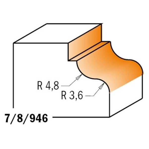 Картинка - Фреза профильная с подшипником HM R=4,8-3,6 D=34,2 S=6,35 I=13 (846.325.11)