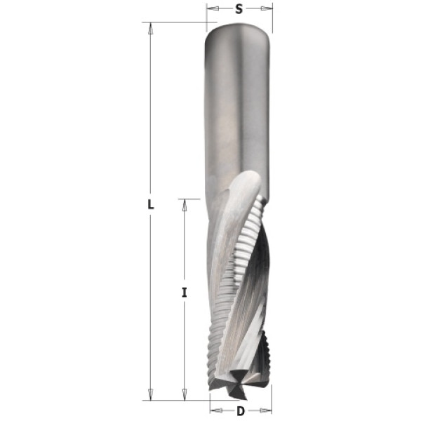 Картинка - Фреза спиральная черновая – позитив VHM D = 16 I = 055 L = 110 S = 16 RH Z = 2 + 2