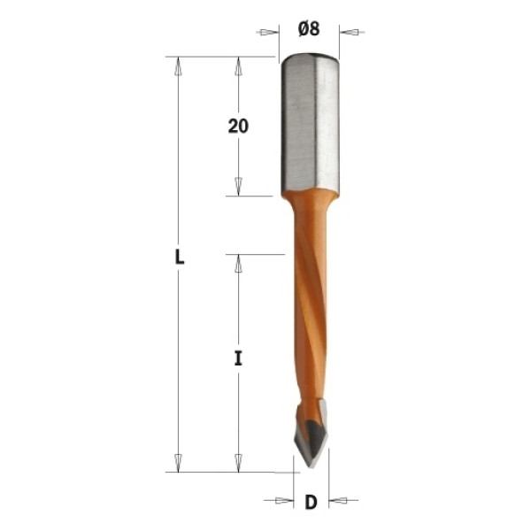 Картинка - Сверло P HW D = 6 I = 43 L = 70 S = 8x20 LH (368.060.12)