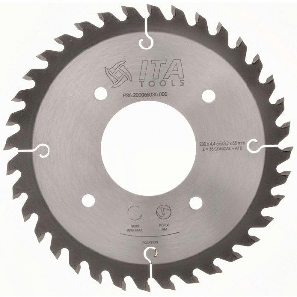 Картинка - Подрезная пила ITA TOOLS P36 D = 200 F = 65 Z = 36 K = 4,4-5,6 PH05