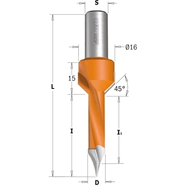 Картинка - Сверло с зенкером P HW D = 10 I = 35 I1 = 26,5 L = 70 S = 10 LH (378.102.12)