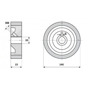 Ролик 140-15-35-10 V резинка 70 ShA коричневый Weinig / Leadermac
