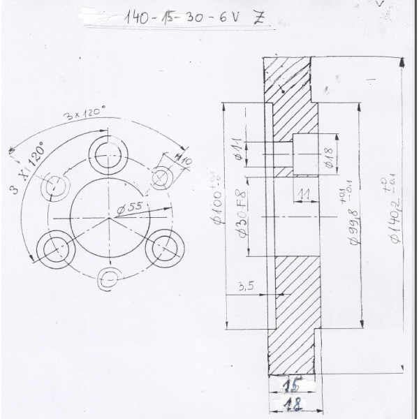 Картинка - Ролик 140-15-30-6V Z chrom Профиль A, скошенный Weinig (WES.140030015.CAPS)