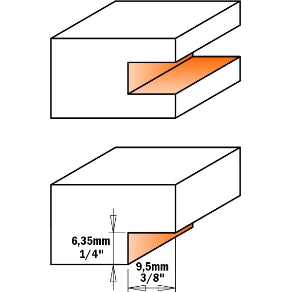 Картинка - Фреза для пазирования с подшипником D=31,75 I=6,35 H=9,5 L=47,6 S=6,35 (822.023.11B)