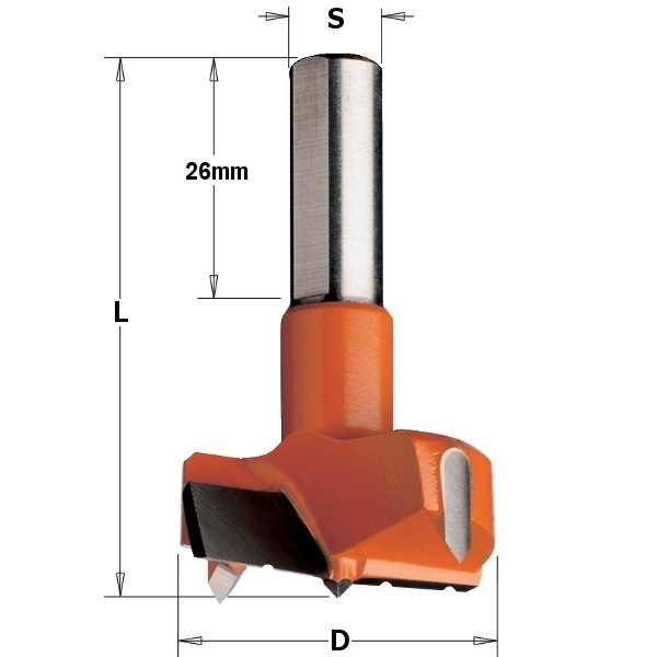 Картинка - Сверло чашечное HW D = 40 L = 57,5 ​​S = 10x26 LH (317.400.12C)