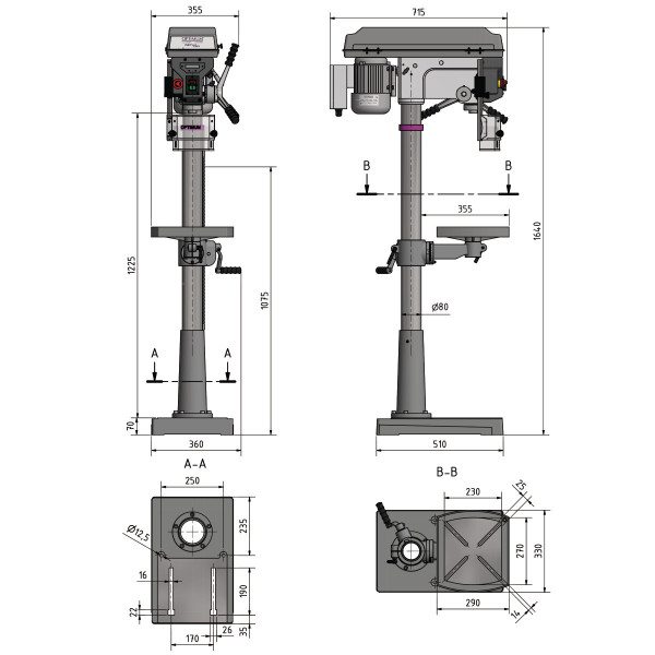 Картинка - Настольный сверлильный станок по металлу OPTIdrill D 23Pro (220 В)