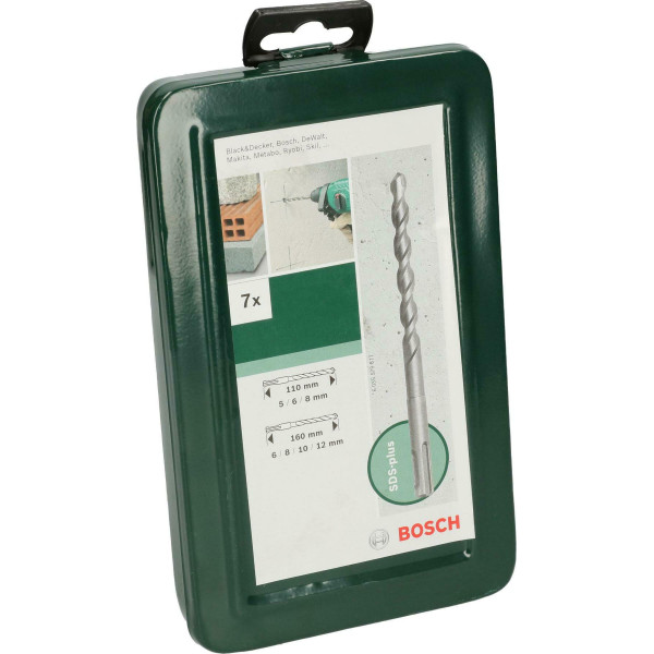 Фото - Набір бурів по бетону Bosch SDS Plus 5x110мм; 6x110мм; 6x160мм; 8x110мм; 8x160мм; 10x160мм; 12x160мм, 7 шт