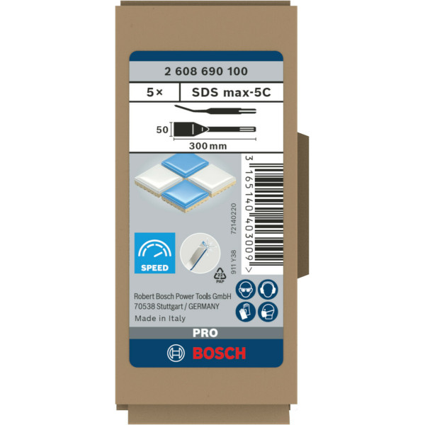 Фото - Набір зубил по плитці Bosch PRO SDS max-5C, 50x300 мм, 5 шт