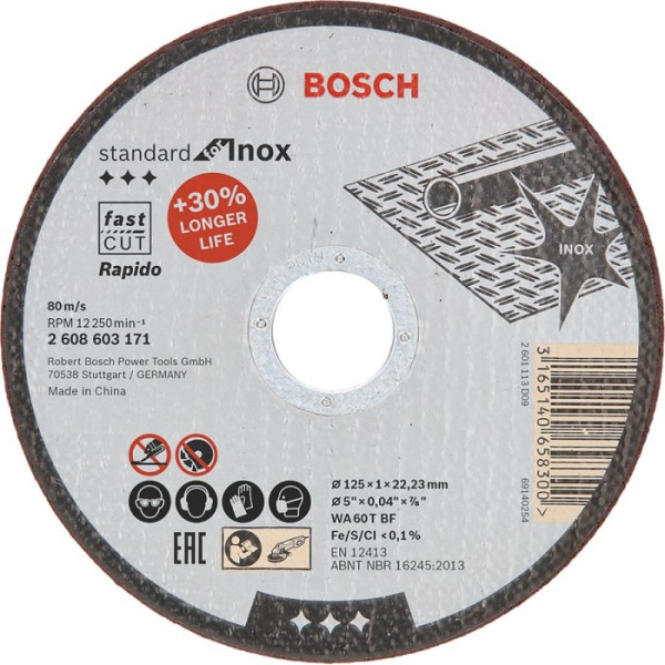 Фото - Круг відрізний Bosch Standard for Inox 125х1х22.23 мм