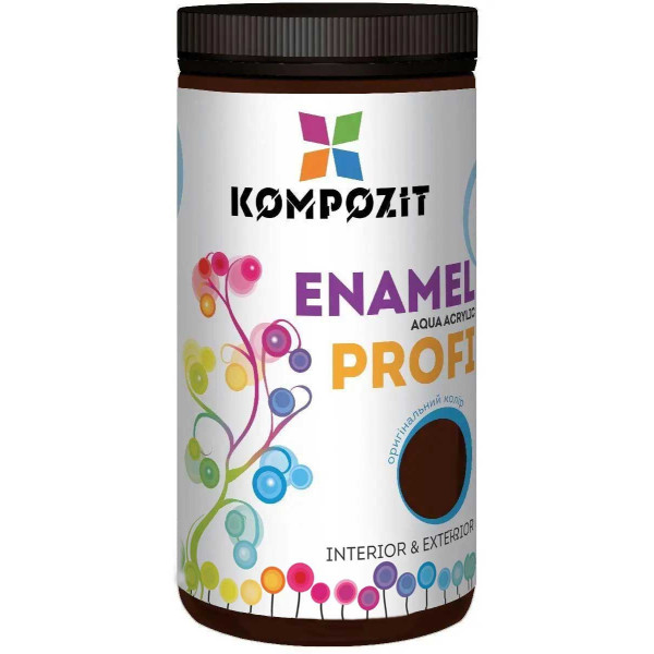 Картинка - Эмаль акриловая Kompozit PROFI глянцевая коричневая 0.7 л