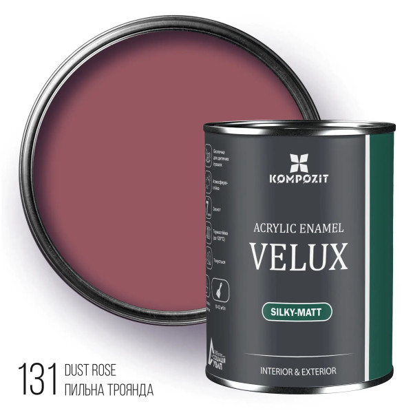Фото - Емаль акрилова Kompozit VELUX шовковисто-матовий 131 пильна троянда 0.75 л