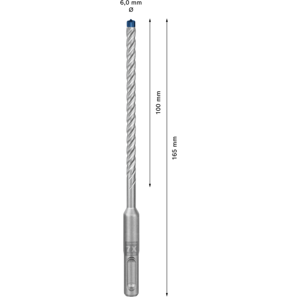 Картинка - Бур по железобетону BOSCH EXPERT SDS Plus-7X 6x100x165 мм