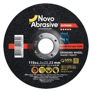 Круг шліфувальний NovoAbrasive Extreme 27 115 х 6,0 х 22,23 мм, по металу