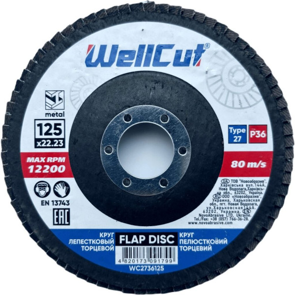 Фото - Круг пелюстковий торцевий WellCut 27 125x22,23 мм, P36