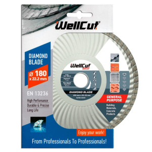 Диск алмазний WellCut 180 x 22,23 мм, Турбохвиля