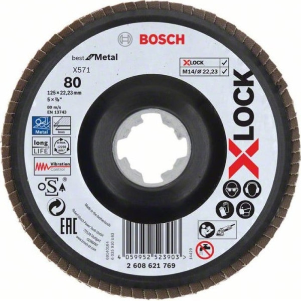 Фото - Круг пелюстковий Bosch X-LOCK X571 Best for Metal 125 мм К80