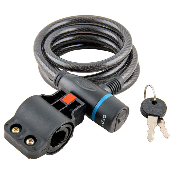 Картинка - Велозамок Grey's спиральный с креплением 10*1500мм