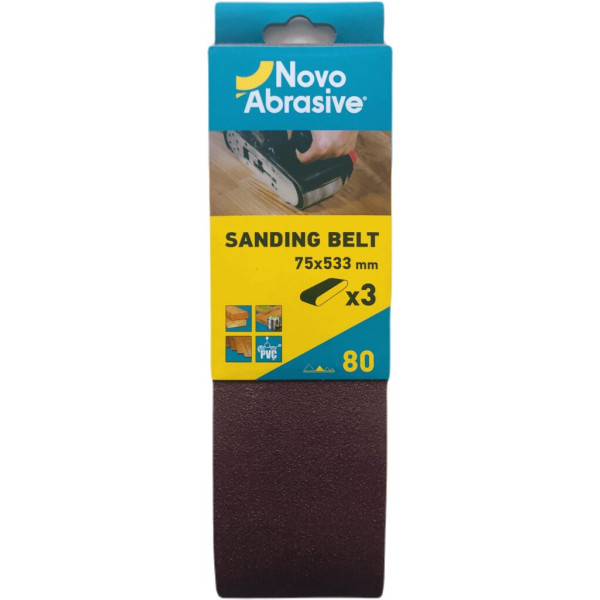 Фото - Стрічка шліфувальна NovoAbrasive 75x533 мм, Р80, 3 шт.