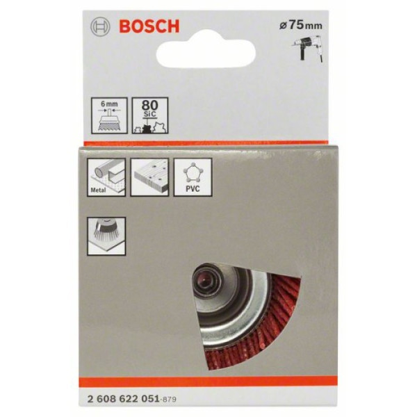 Фото - Щітка чашкова нейлон Bosch 75 мм дриль