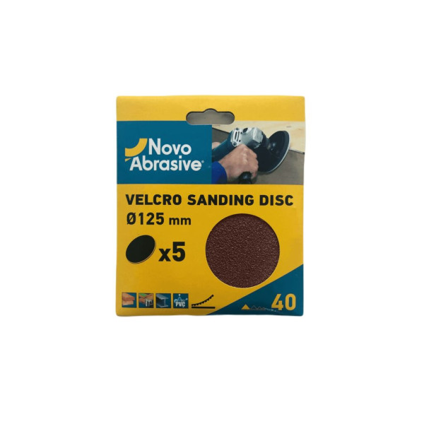Фото - Круг шліфувальний самозачепний NovoAbrasive 125 мм, Р40, набір 5шт.