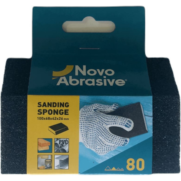 Картинка - Комбинированная шлифовальная губка NovoAbrasive 100 x 68 x 42 x 26 мм, P80