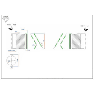 Фреза насадна DIA D = 100 I = 48 d = 30 + 2CH Z = 3 + 3 -18 H = 4,5 LH без фаски DGM