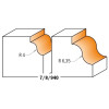 Картинка 1 - Фреза римский профиль (калевочная) с подшипником HM R = 6,4 D = 38,1 I = 17,3 S = 8 (940.350.11)