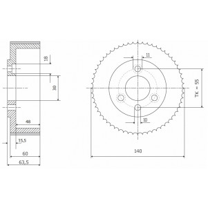 Ролик 140-60-30-3V Z chrom Профиль A, Скошенный Weinig специальный prod.