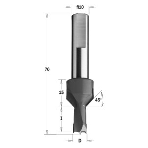 Сверло с зенкером NP HW D = 10 I = 13 L = 70 S = 10 RH (377.103.11)