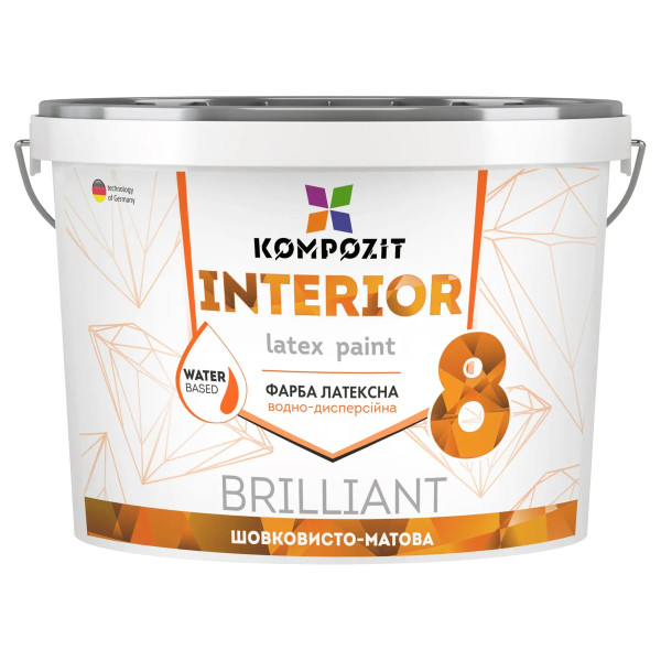 Картинка - Краска акрилово-латексная Kompozit INTERIOR 8 белая 0.9 л