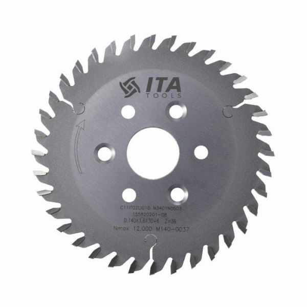 Картинка - Пила ITA TOOLS D=140 F=30 Z=36 K=3,6 Зуб: NS PH: 3/8-12/56LH + 3/8-12/56 RH BIESSE AKRON PKA.140030030.00A