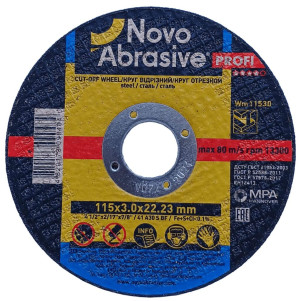 Круг відрізний NOVOABRASIVE 41 115 х 3,0 х 22,23 мм, по металу