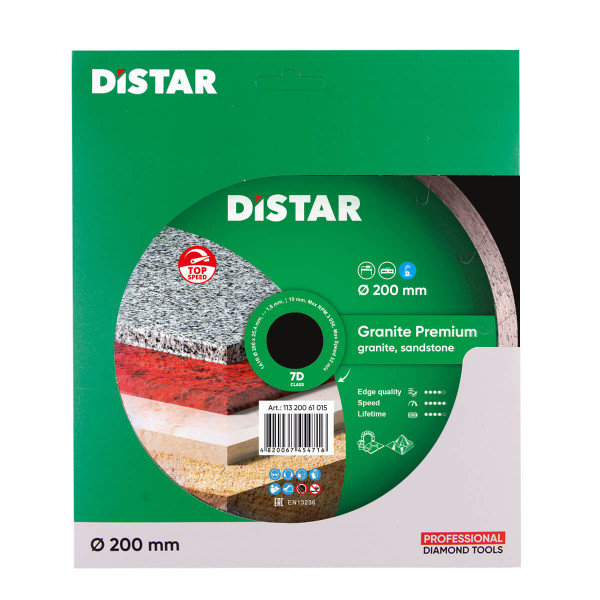 Картинка - Диск алмазный отрезной Distar 1A1R 200x1,8x10x25,4 Granite Premium