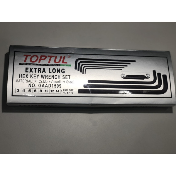 Фото - Набір шестигранників TOPTUL 1.5-14 мм 9 шт GAAD1509