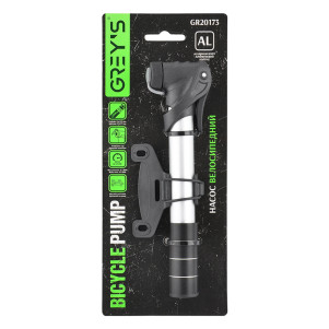 Насос велосипедный Grey's алюминиевый корпус, цилиндр 21x173мм