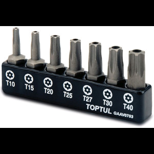 Набор бит TOPTUL TORX с отверстием 1/4" 7 шт GAAV0703 Набор бит TOPTUL TORX с отверстием 1/4" 7 шт GAAV0703