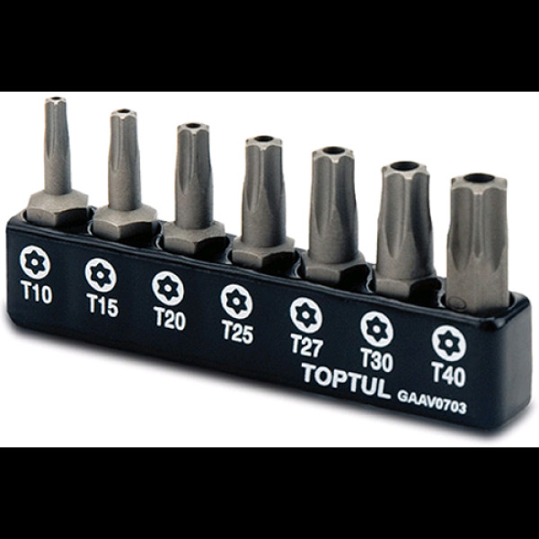 Картинка - Набор бит TOPTUL TORX с отверстием 1/4" 7 шт GAAV0703