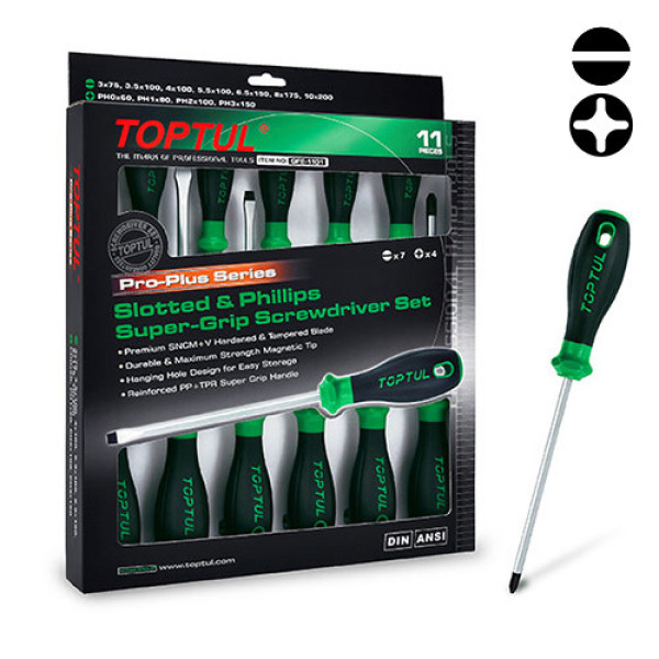Фото - Набір викруток TOPTUL PRO-PLUS SERIES 11 шт GFE-1101