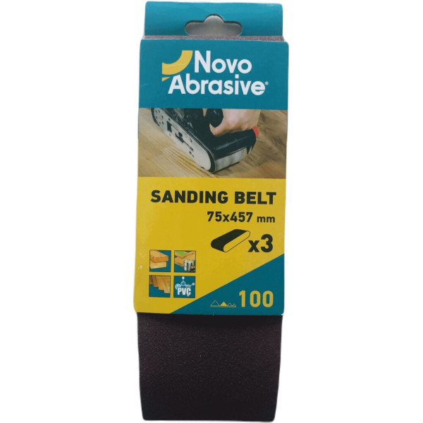 Фото - Стрічка шліфувальна NovoAbrasive 75x457 мм, Р100, 3 шт.