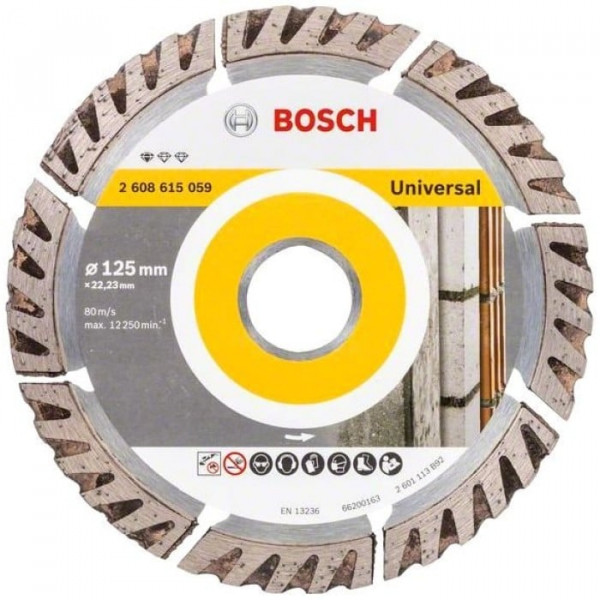 Картинка - Круг алмазный отрезной Bosch PF Universal 125х22.23 турбо-сегмент (2608615059)