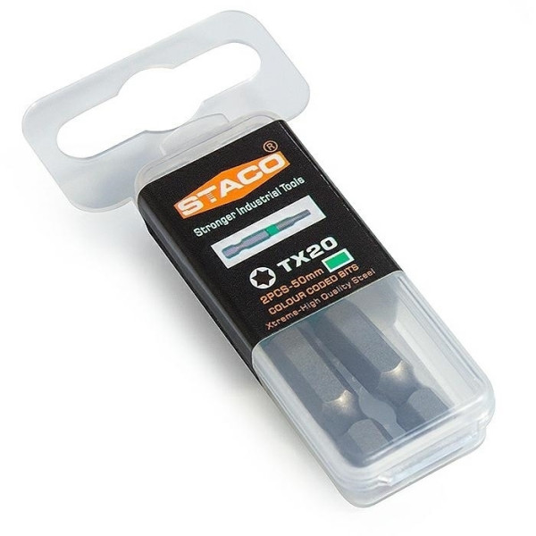 Картинка - Бита 1/4 "TX20x50мм 2шт. Зелени (21821.STACO)