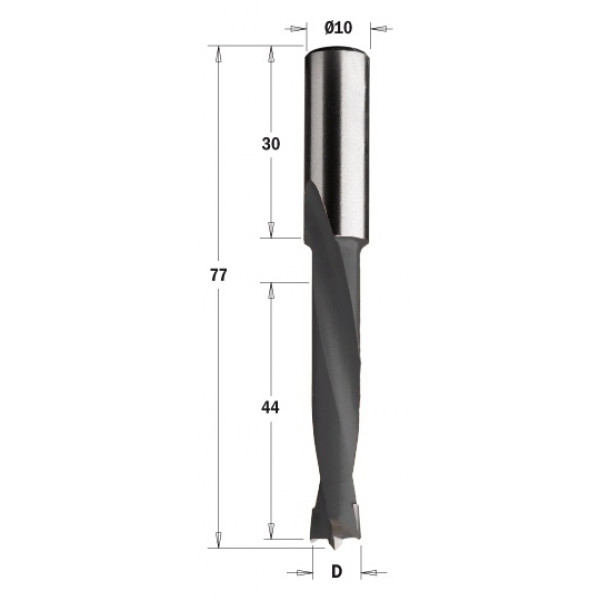 Картинка - Сверло NP HW D = 8 I = 44 L = 77 S = 10x30 RH (362.080.11)