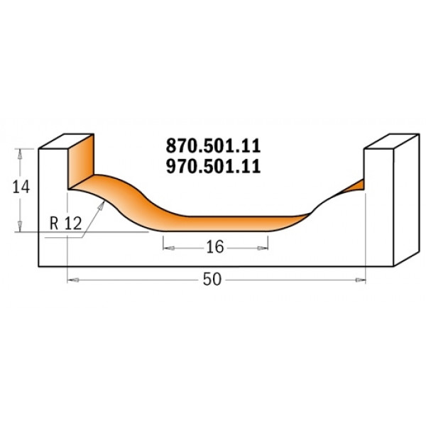 Картинка - Фреза для декорирования HM R=12 D=50 d=16 I=14 S=12 (970.501.11)