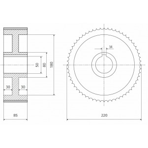 Ролик 220-85-50-14 Z chrom Профиль B, Прямой Weinig