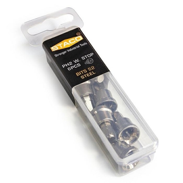 Картинка - Бита 1/4 "PH2x25мм Для гипсокартонных плит с ограничителем 6шт. (20883.STACO)