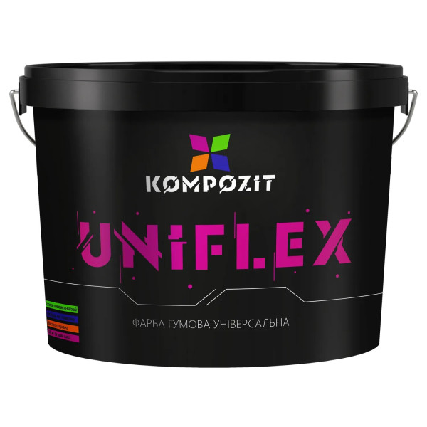 Картинка - Краска резиновая Kompozit UNIFLEX серая RAL7046 0.9 кг