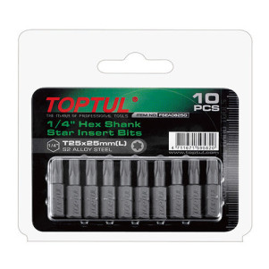 Набор бит TOPTUL 1/4" L25 мм T40 10 шт FSEA0840G Набор бит TOPTUL 1/4" L25 мм T40 10 шт FSEA0840G